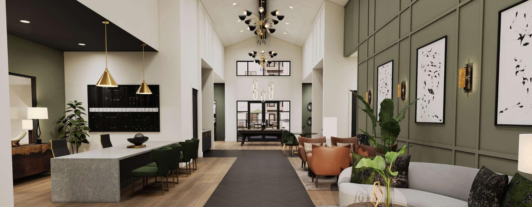 spacious lounge with modern decor