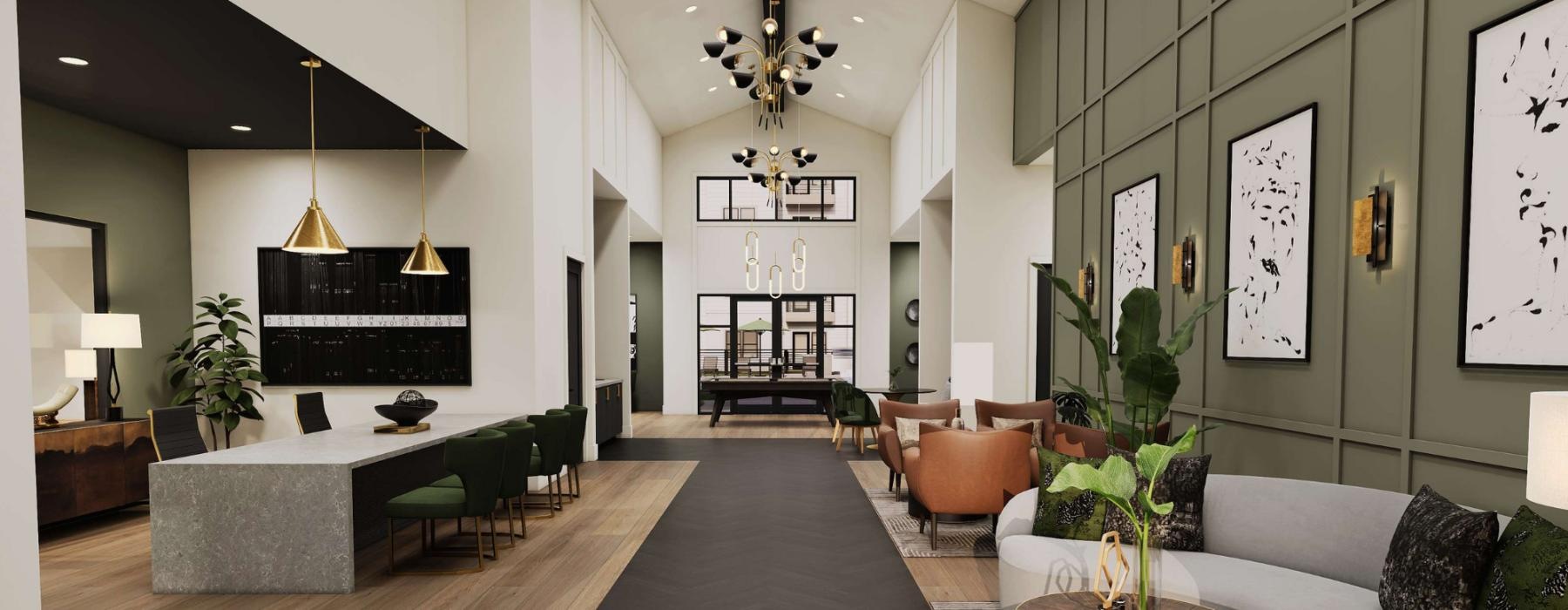 spacious lounge with modern decor